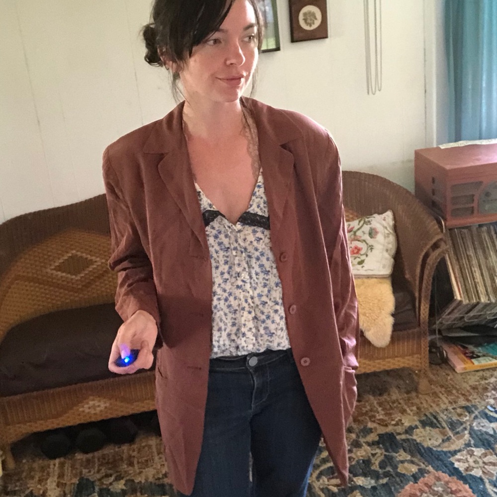 Silk Minimalist Long Blazer - Picture 6 of 6